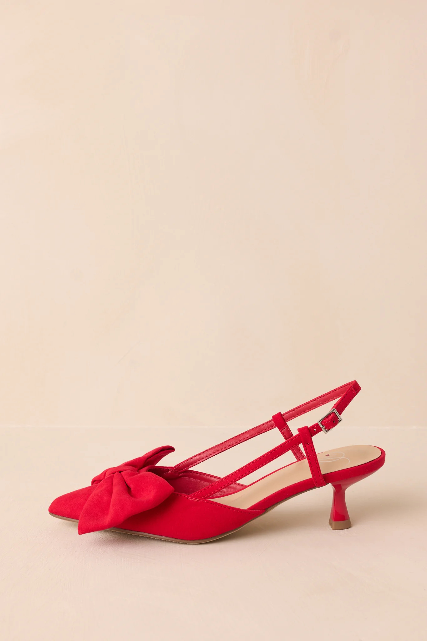 Wildest Dreams Red Pointed Toe Kitten Heels | Red Dress