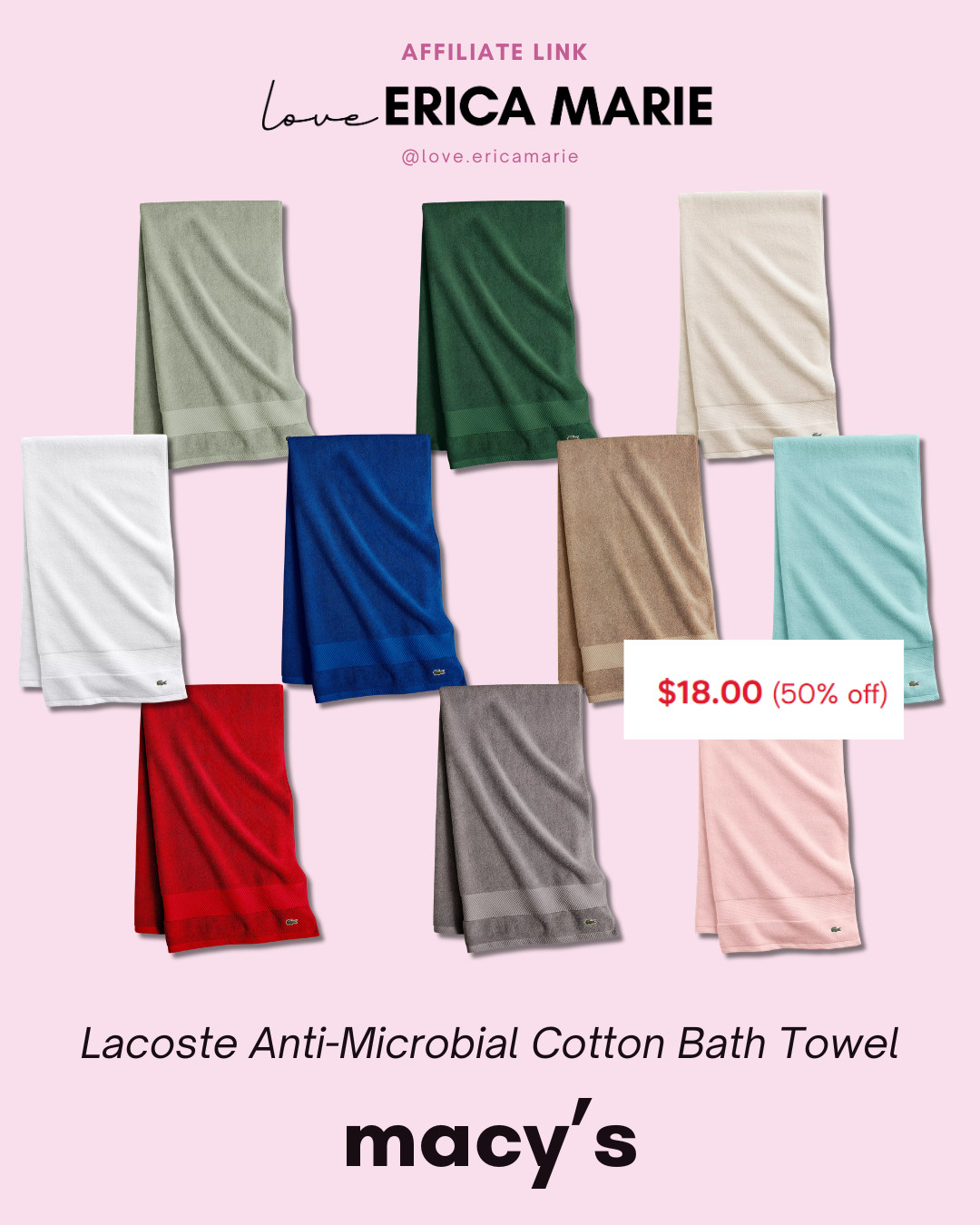If you’re looking for a simple home upgrade, grab these Lacoste bath towels for 50% off! Plenty of beautiful colors are available to match any bathroom. 

 

#LTKMothersDay #LTKHome #LTKSaleAlert