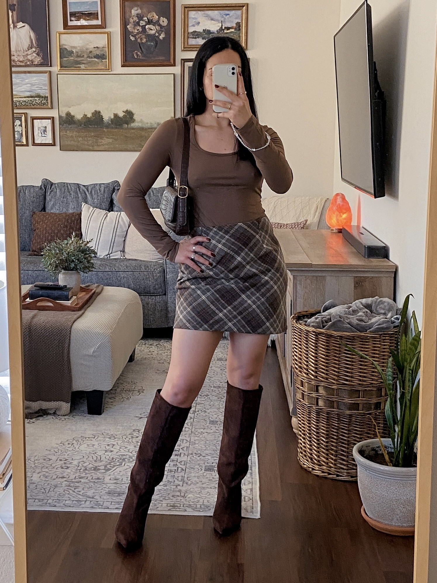 wearing this bodysuit in a size large and it fits true to size. it's a solid wardrobe staple and layering piece! 🤎 amazon bodysuit outfit, plaid mini skirt outfit, suede knee high boots outfit, brown fall purse outfit, fall fashion 2025, chic fall outfit ideas, autumn outfit inspiration, trendy fall style, casual chic fall look, amazon fall fashion finds, cozy fall fashion, fall wardrobe staples, stylish mini skirt outfits, amazon fashion finds, fall outfit aesthetic, fall date outfit, cute fall outfits, fall street style inspo, everyday fall outfit, classic fall neutrals, mini skirt fall outfit, knee high boots styling, autumn fashion essentials, pinterest-inspired fall outfit, brown purse outfit, fall handbag ideas, suede boots styling, fall accessories inspo, amazon purse finds, autumn accessory staples  

 #LTKCyberWeek #LTKGiftGuide #LTKHoliday