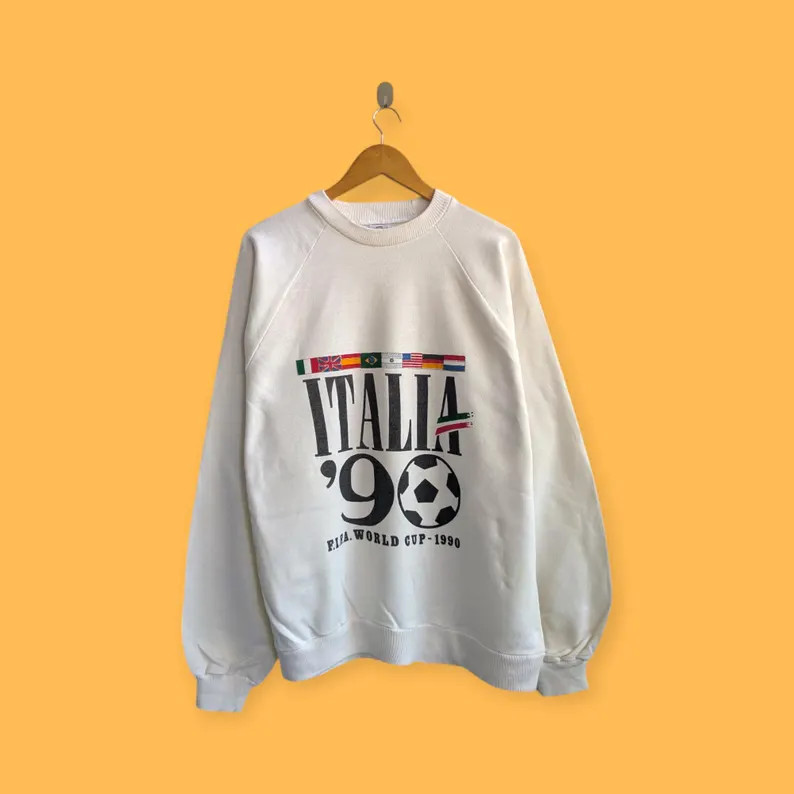 Vintage 1990 Italia World Cup Sweatshirt Soccer Football Crewneck Italian Sweater Pullover Street... | Etsy (Global)