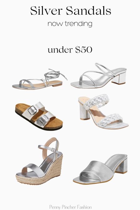 Ladies silver sandals! Trending metallic sandals. All of these silver sandals are under $50!

#LTKstyletip #LTKfindsunder50 #LTKshoecrush