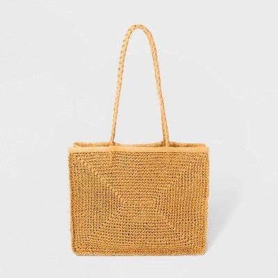 Straw Shopper Tote Handbag With Braided Handle - Universal Thread™ | Target