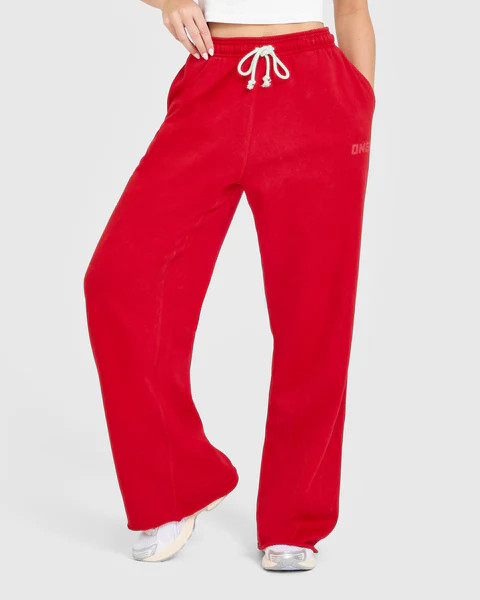 Raw Lounge Wide Leg Joggers 
 Washed Fiery Red | Oner Active (UK / US)