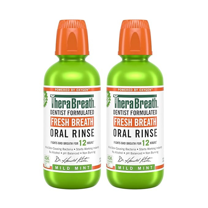 TheraBreath Fresh Breath Mouthwash, Mild Mint Flavor, Alcohol-Free, 16 Fl Oz (2-Pack) | Amazon (US)