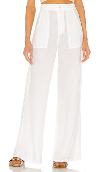 Linen High Waist Wide Leg Pant in White | Revolve Clothing (Global)