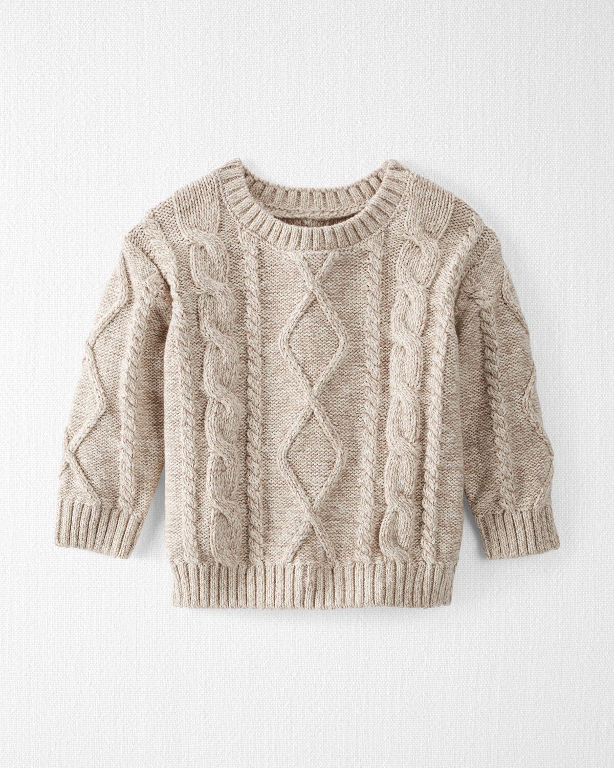 Toasted Wheat Baby Organic Cotton Cable Knit Sweater in Cream | oshkosh.com | OshKosh B'gosh