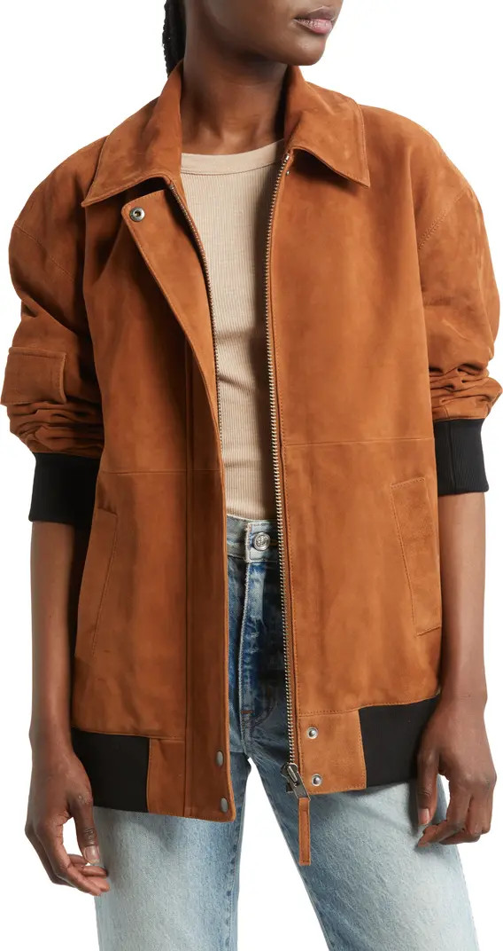 Treasure & Bond Oversize Suede Bomber Jacket | Nordstrom | Nordstrom