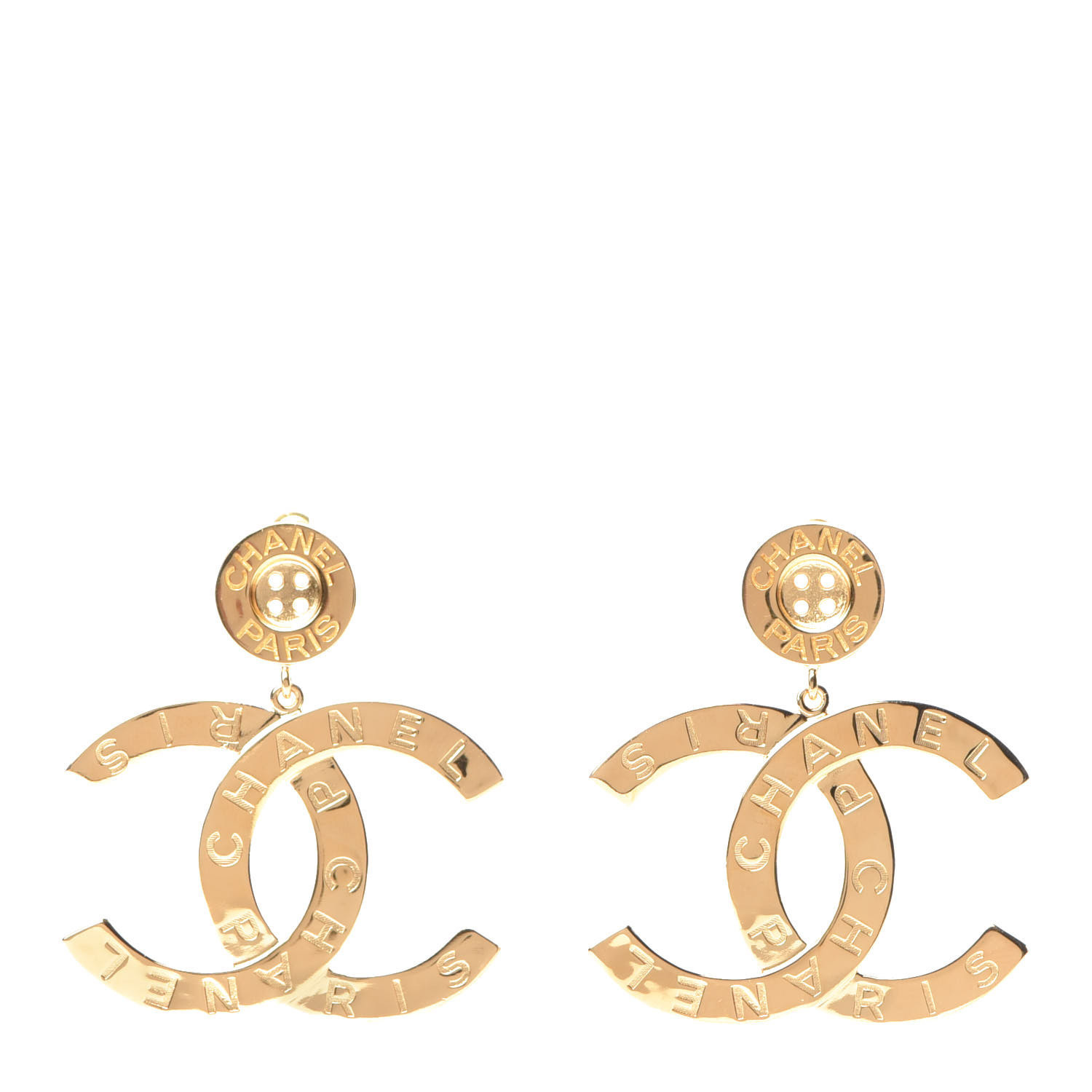 CHANEL

Metal Large Paris Button Earrings Gold | Fashionphile