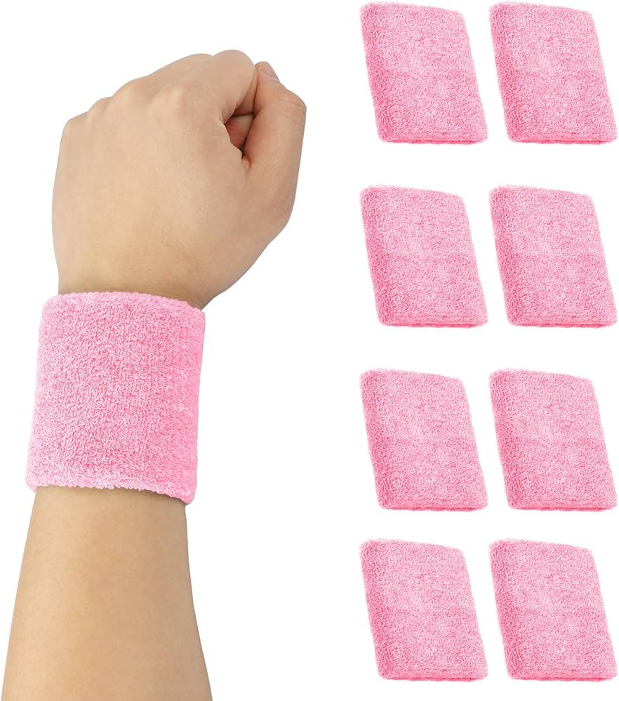 aoozleny 8 Pieces Wrist Sweatbands Wristbands for Tennis, Basketball, Running, Gym, Working Out | Amazon (US)
