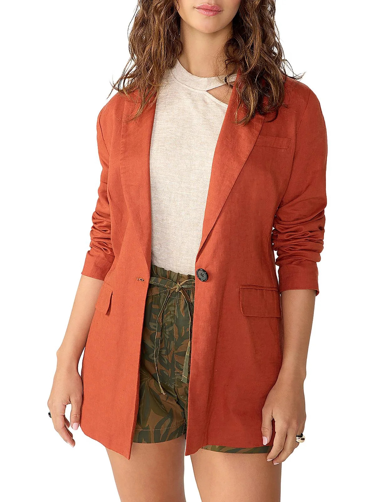 Sanctuary Womens Kora Linen Professional One-Button Blazer | Walmart (US)