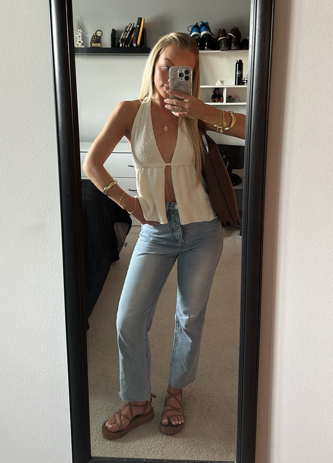 wearing XS top 
24 in jeans 
sandals fit TTS

#LTKPetite #LTKFindsUnder50 #LTKShoeCrush