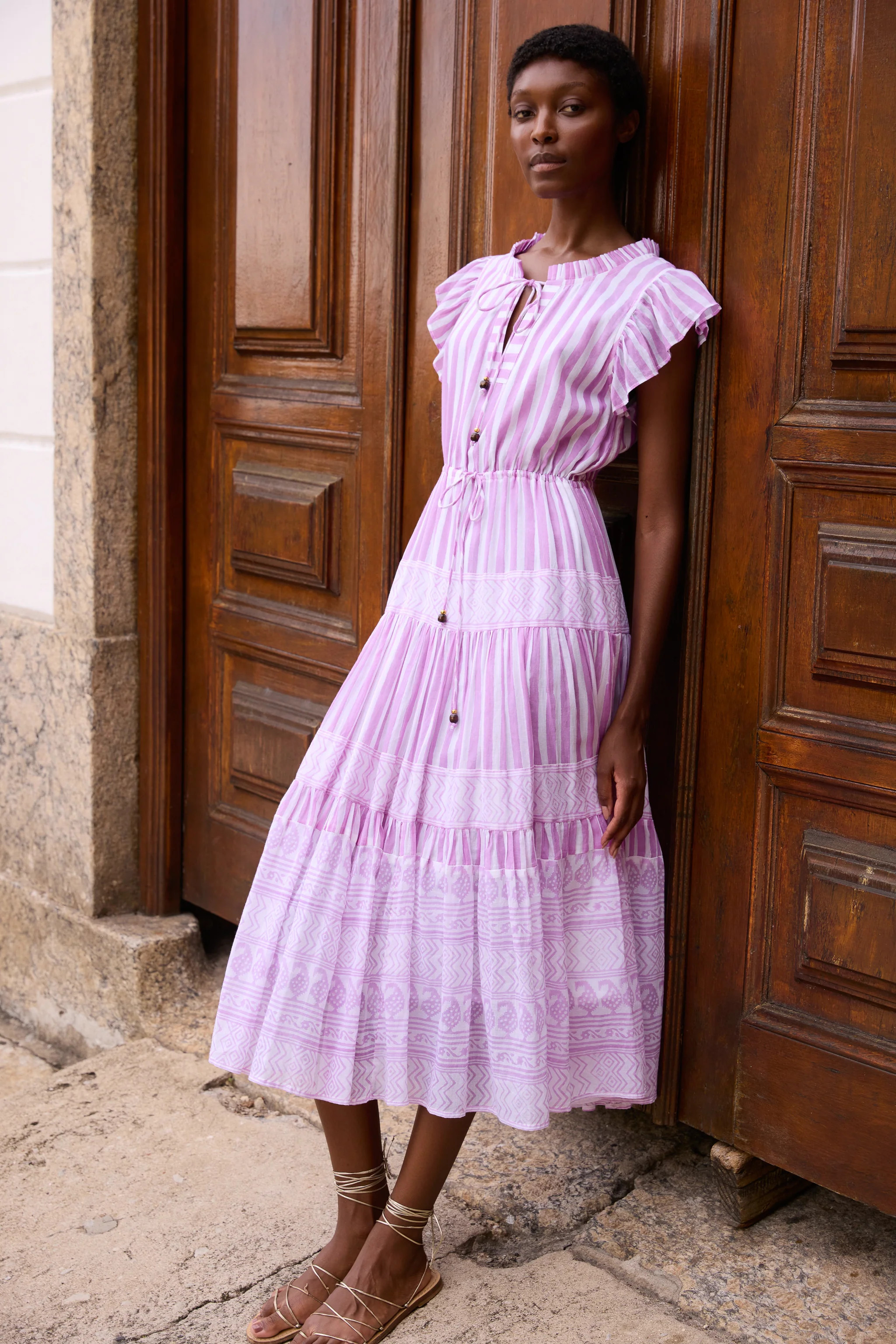 Cinched Flirty Midi- Santorini Lilac | Oliphant Design
