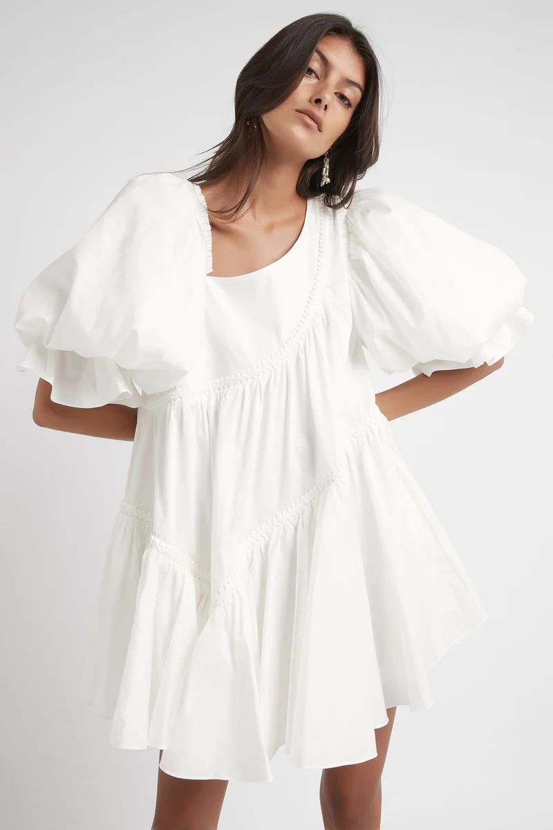 Casabianca Braided Asymmetric Puff Sleeve Mini Dress | Aje.(Global)