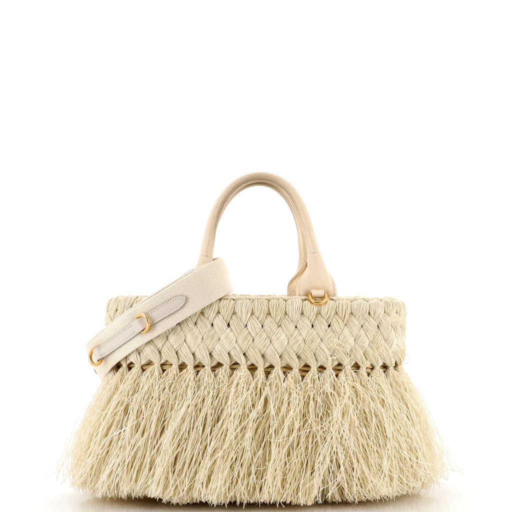 Fringe Wicker Tote Woven Straw | Rebag