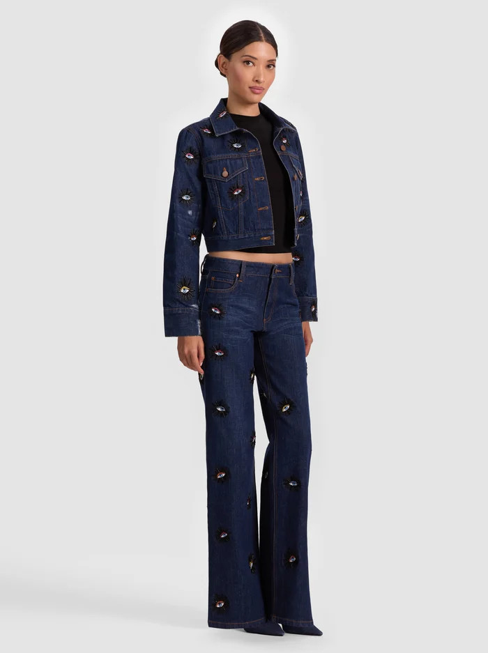 CHLOE EMBELLISHED DENIM JACKET | Alice + Olivia