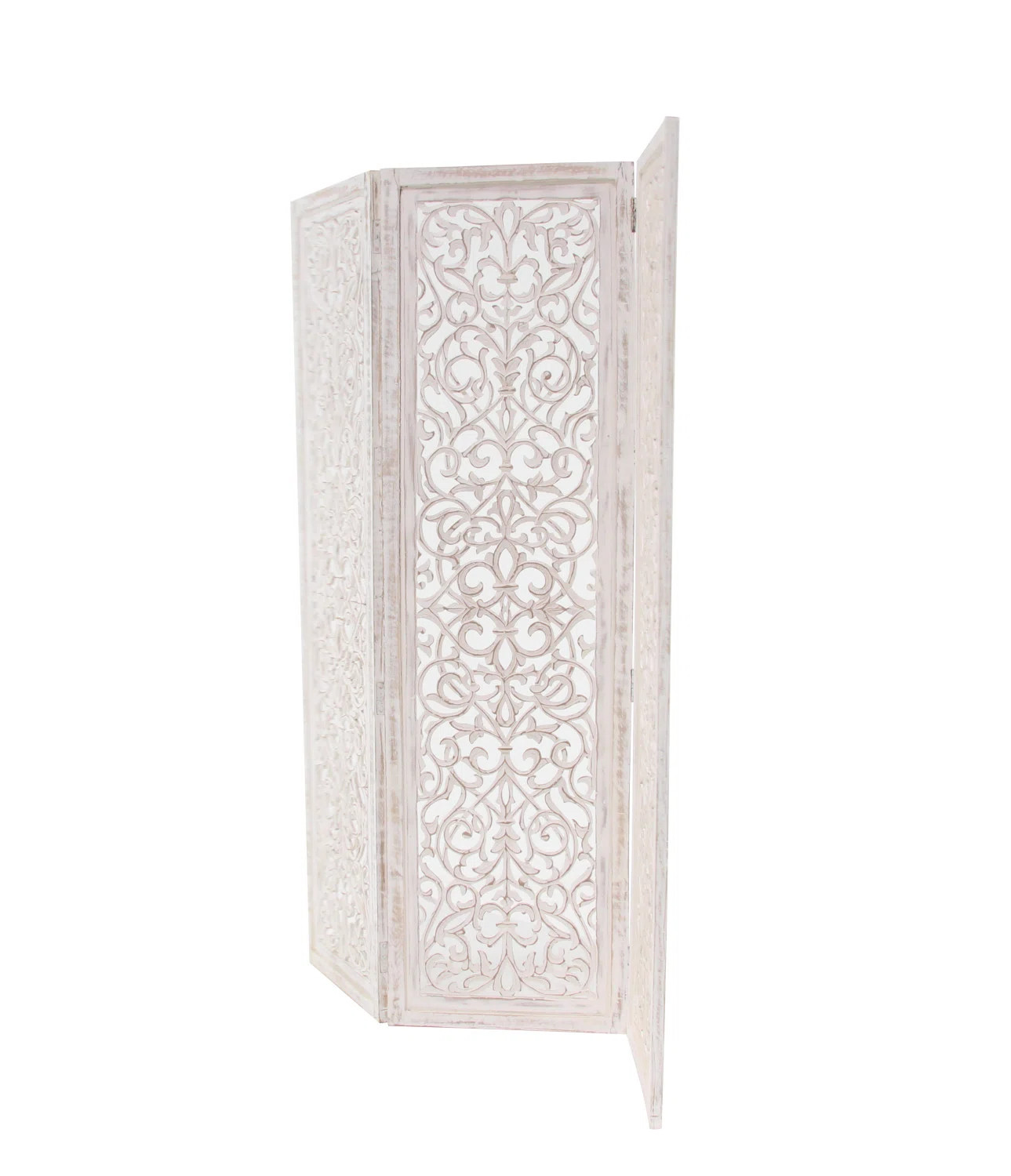 One Allium Way® Wooden Handmade Hinged Foldable Partition 3 Panel Floral Partition Room Divider ... | Wayfair North America