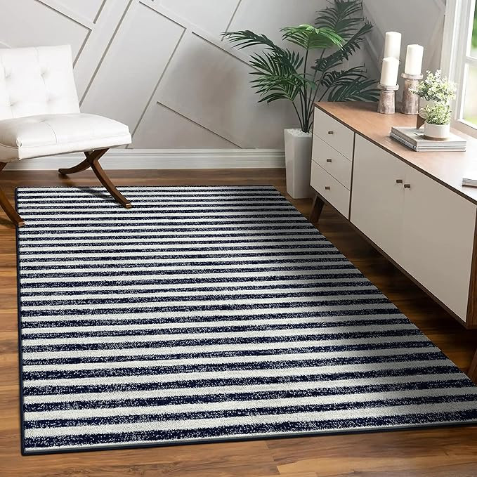 LUXE WEAVERS Daphnes Collection 2800 Navy 8x10 Moroccan Lines Area Rug | Amazon (US)