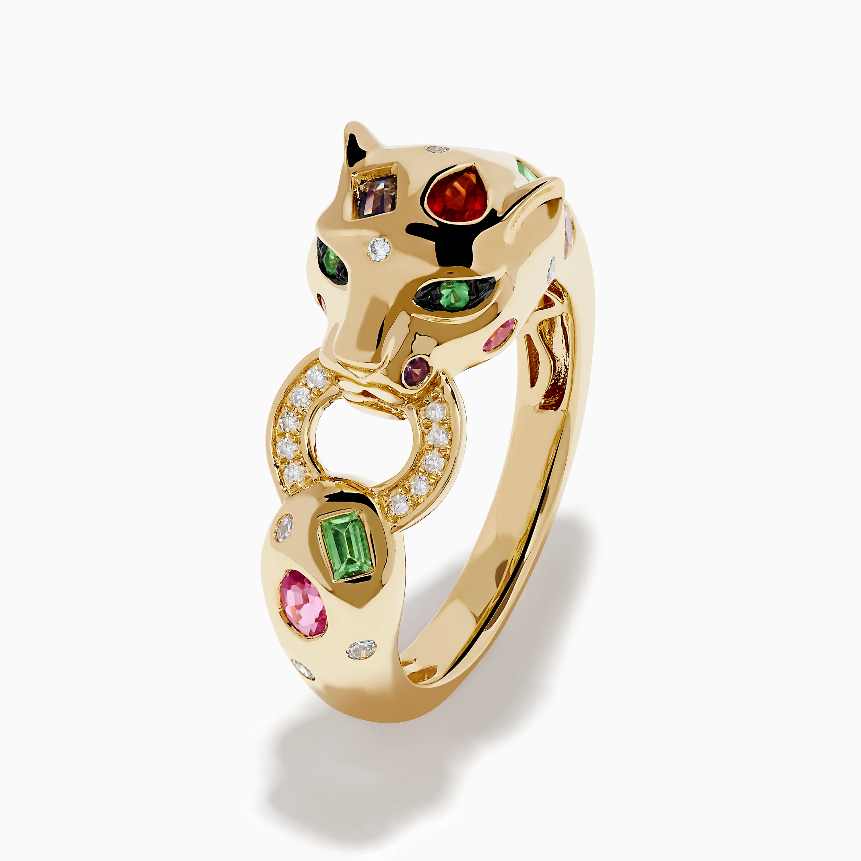 Signature 14K Yellow Gold Multi Sapphire and Diamond Panther Ring | Effy Jewelry