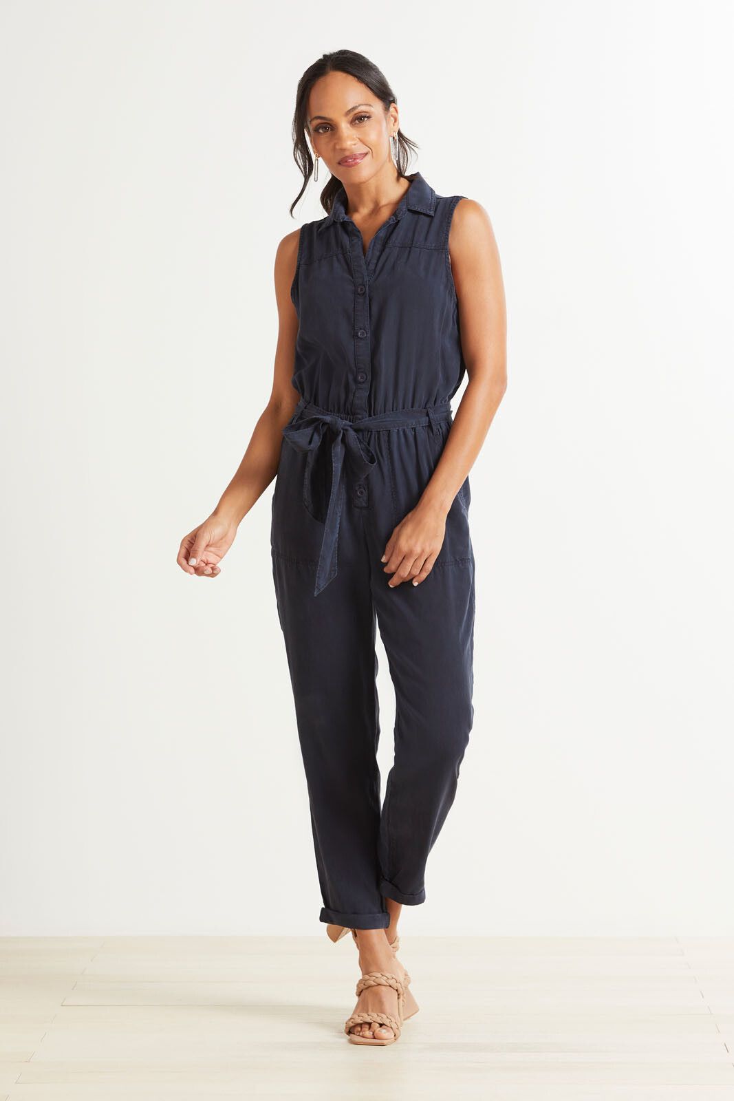 CLOTH AND STONE Sleeveless Belted Jumpsuit | EVEREVE | Evereve