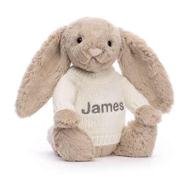 Bashful Beige Bunny with Personalized Cream Jumper | Jellycat US