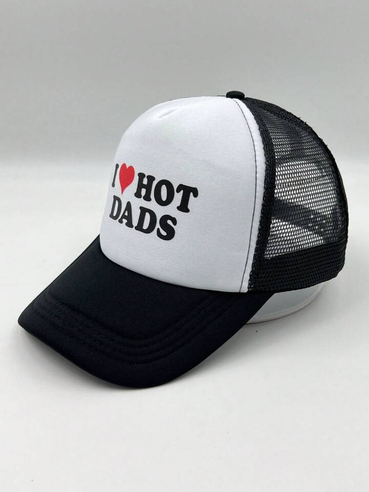 1pc unisex adult I love hot dads letter printed couple hat trucker hat | SHEIN
