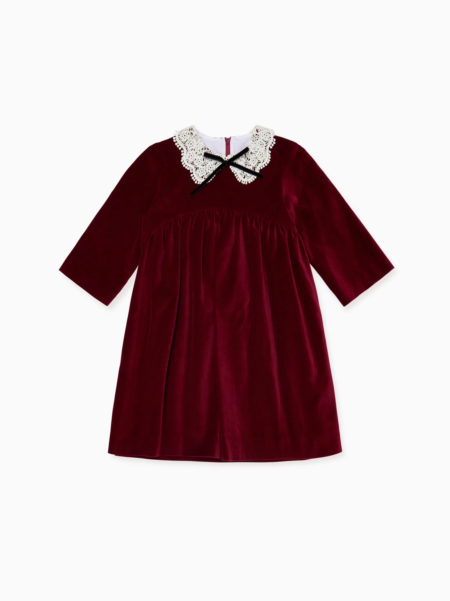 Burgundy Antonella Velvet Girl Dress | La Coqueta (US)
