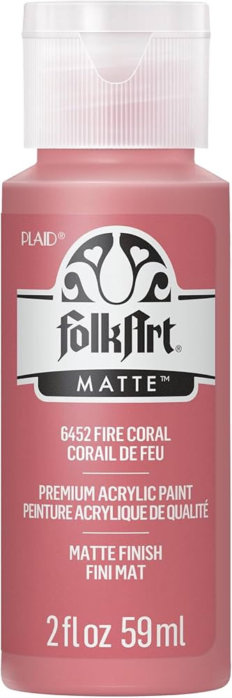 FolkArt Acrylic Paint in Assorted Colors (2 oz), , Fire Coral | Amazon (US)