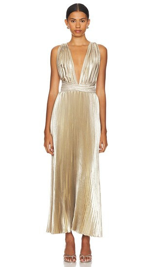 L'IDEE Moderniste Gown in Metallic Gold. - size 8/S | Revolve Clothing (Global)