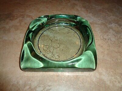 Recycled Glass Ashtray Square Clear Green Heavy Cigar Ash Tray Vintage MCM 6.5” | eBay US