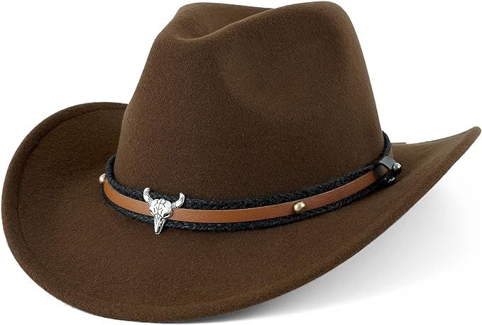 DOCILA Unisex Western Cowboy Hat Faux Fur Felt Cowgirl Hats American Fedora Hats Outdoor Wide Bri... | Amazon (US)