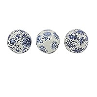 Galt International Blue & White Floral Chinoiserie Ceramic Ball (Set of 3) Style 1| Decorative Ball  | Amazon (US)