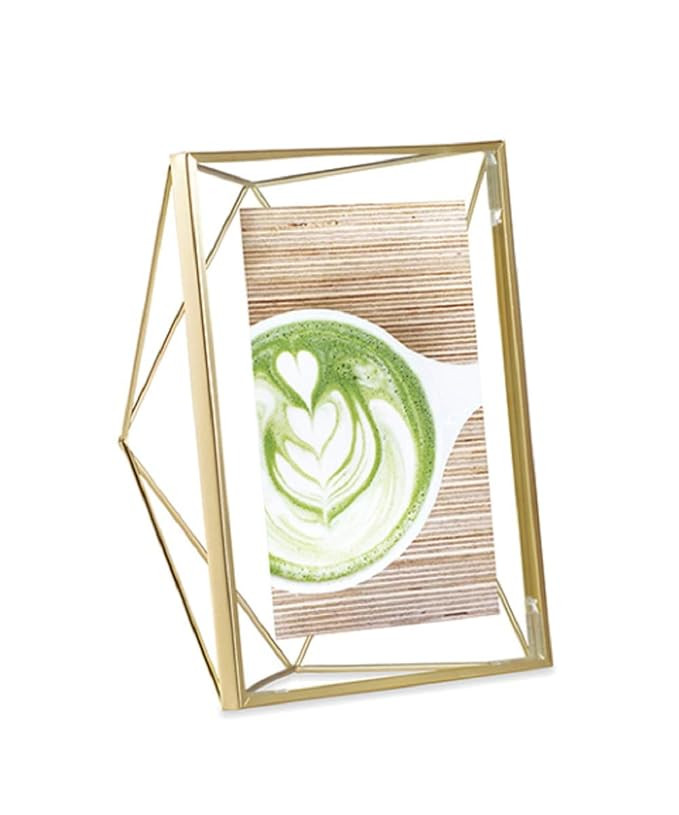 Umbra Prisma Picture Frame, 4x6 Photo Display for Desk or Wall, Brass | Amazon (US)