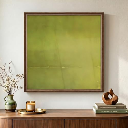 Vintage Framed Green Abstract Wall Art, Modern Sage Green Canvas Prints Artwork for Walls, Contemporary Minimalist Square Pictures for Living Room Bedroom Dining Room Bathroom Wall Decor, 24x24 In | Amazon (US)