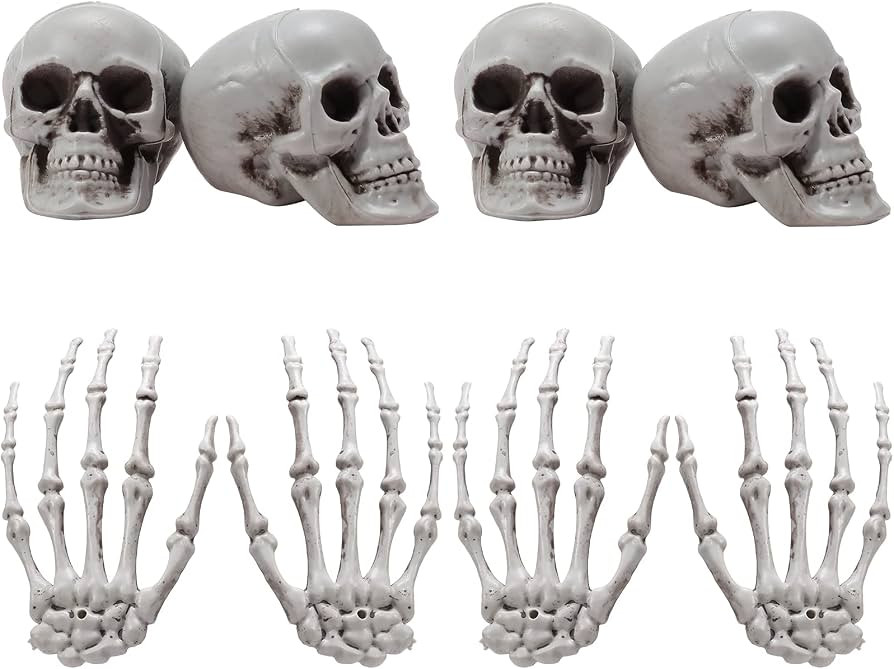 Sumind 8 Pcs Halloween Skeleton Hands Mini Skulls, Plastic Fake Decor | Amazon (US)