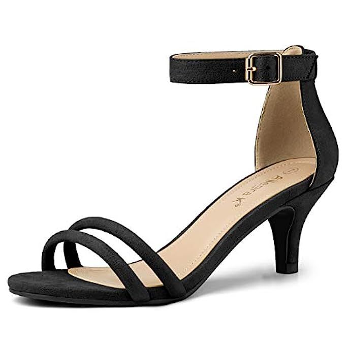Allegra K Women's Kitten Heel Ankle Strap Sandals Shoes | Amazon (US)