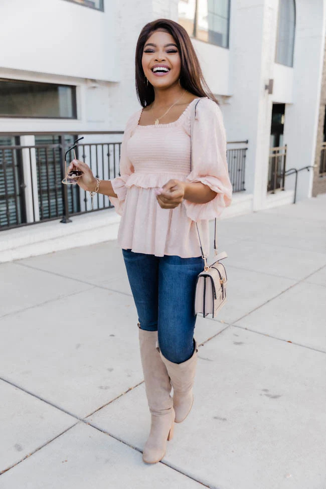Soul Searching Smocked Peach Blouse | The Pink Lily Boutique