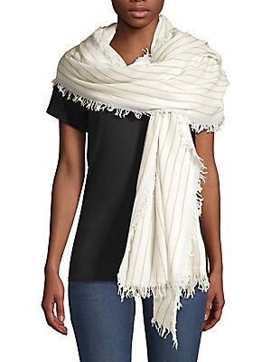 Rag & Bone Women's Nassau Wool Striped Scarf - Ivory Black | Saks Fifth Avenue