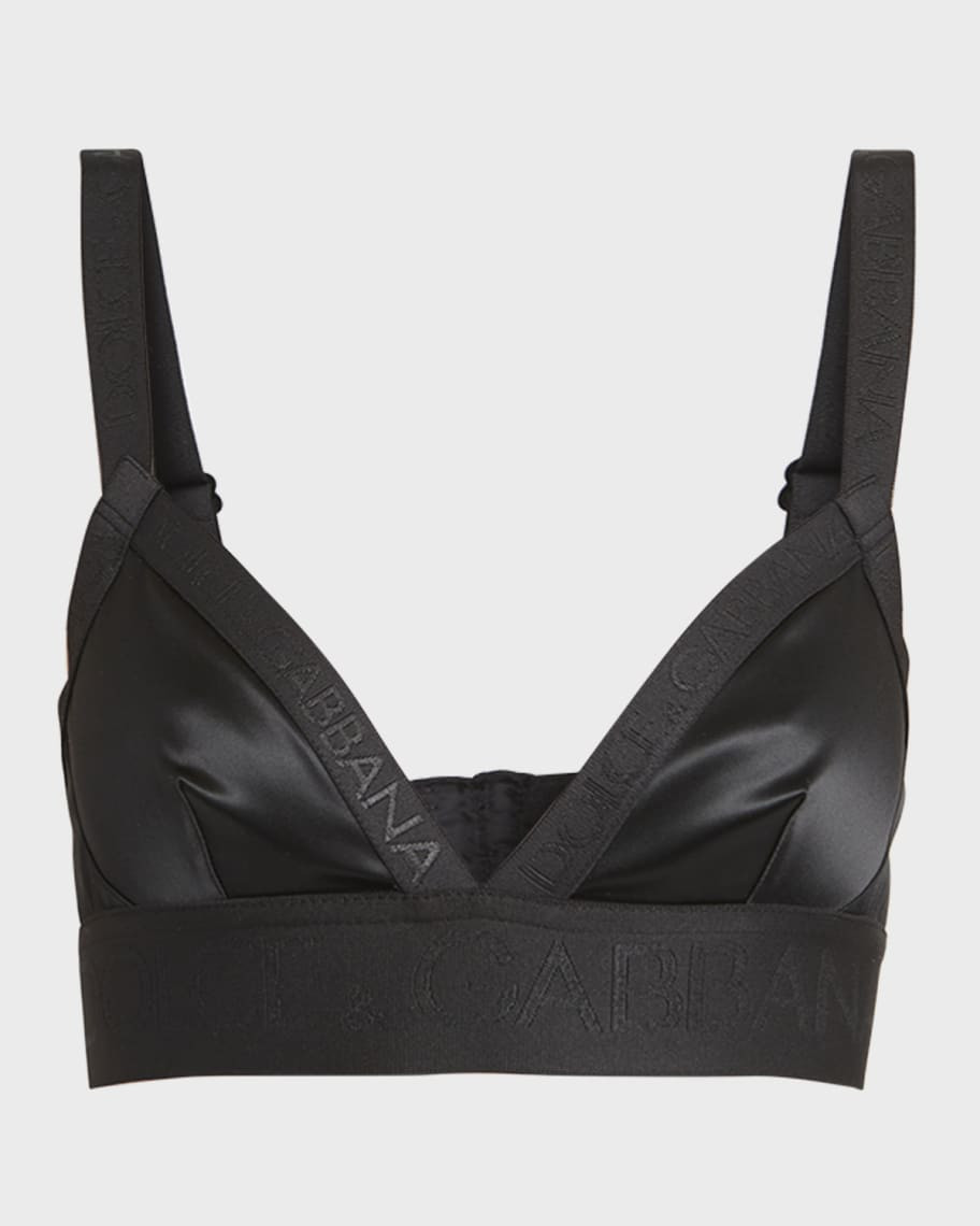 Dolce&Gabbana Logo Stretch Satin Triangle Bra | Neiman Marcus