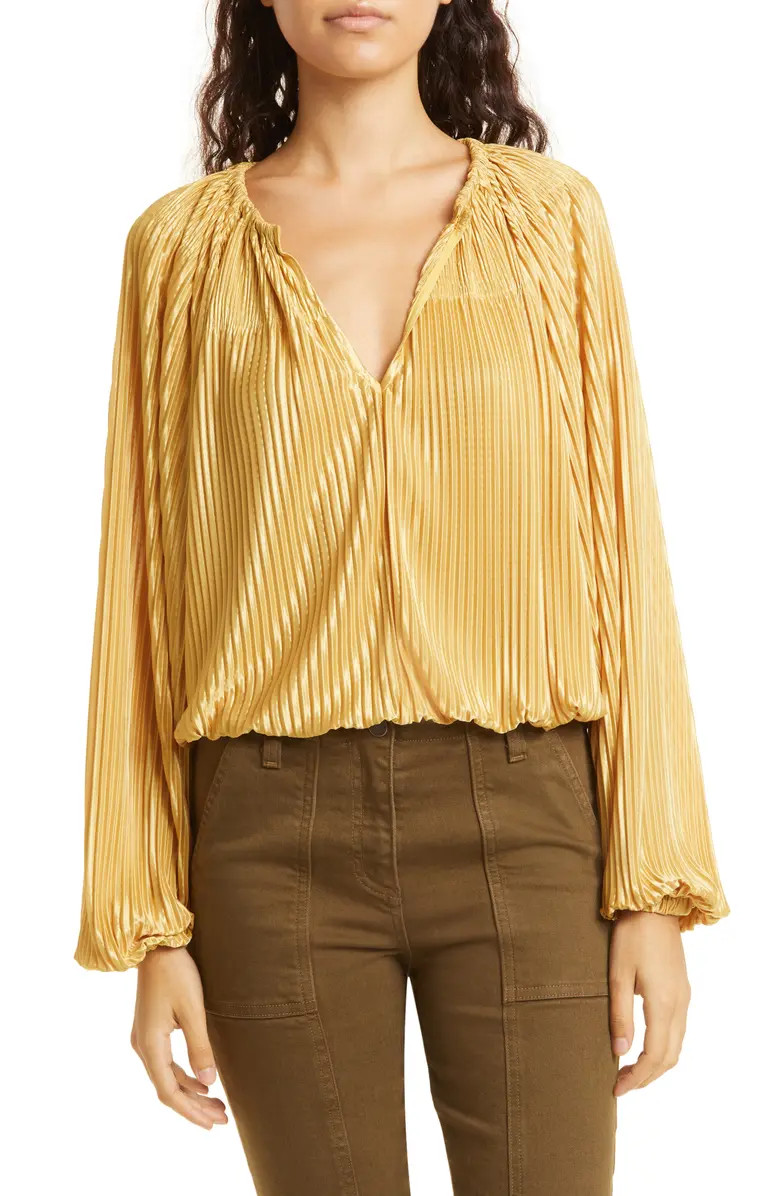 Ramy Brook Lenon Plissé Long Sleeve Top | Nordstrom | Nordstrom