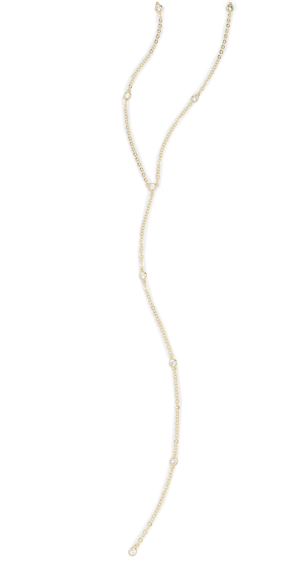 By Adina Eden Cubic Zirconia Bezel Station Lariat Necklace Gold One Size | Shopbop