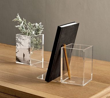 Acrylic Desk Organization with Bookends | Pottery Barn (US)