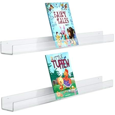 NIUBEE Kids Acrylic Floating Bookshelf 36 Inch,2 Pack,Clear Invisible Wall Bookshelves Ledge Book... | Amazon (US)