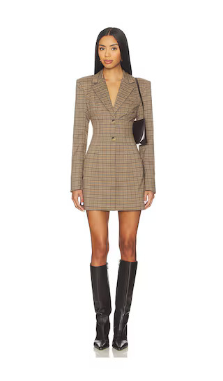 Dolly Blazer Dress in Brown Multi Plaid | Revolve Clothing (Global)