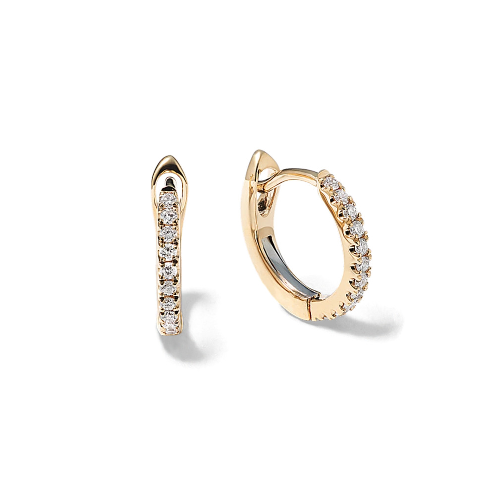 Clara Diamond Pave Huggie Hoops | Shane Co