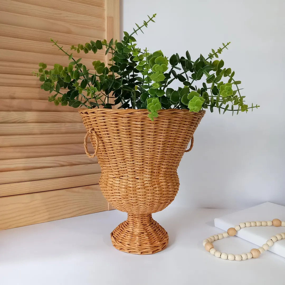 Handmade Woven Wicker Urn: Boho Vase Planter Pot (12 inch) | Etsy (US)