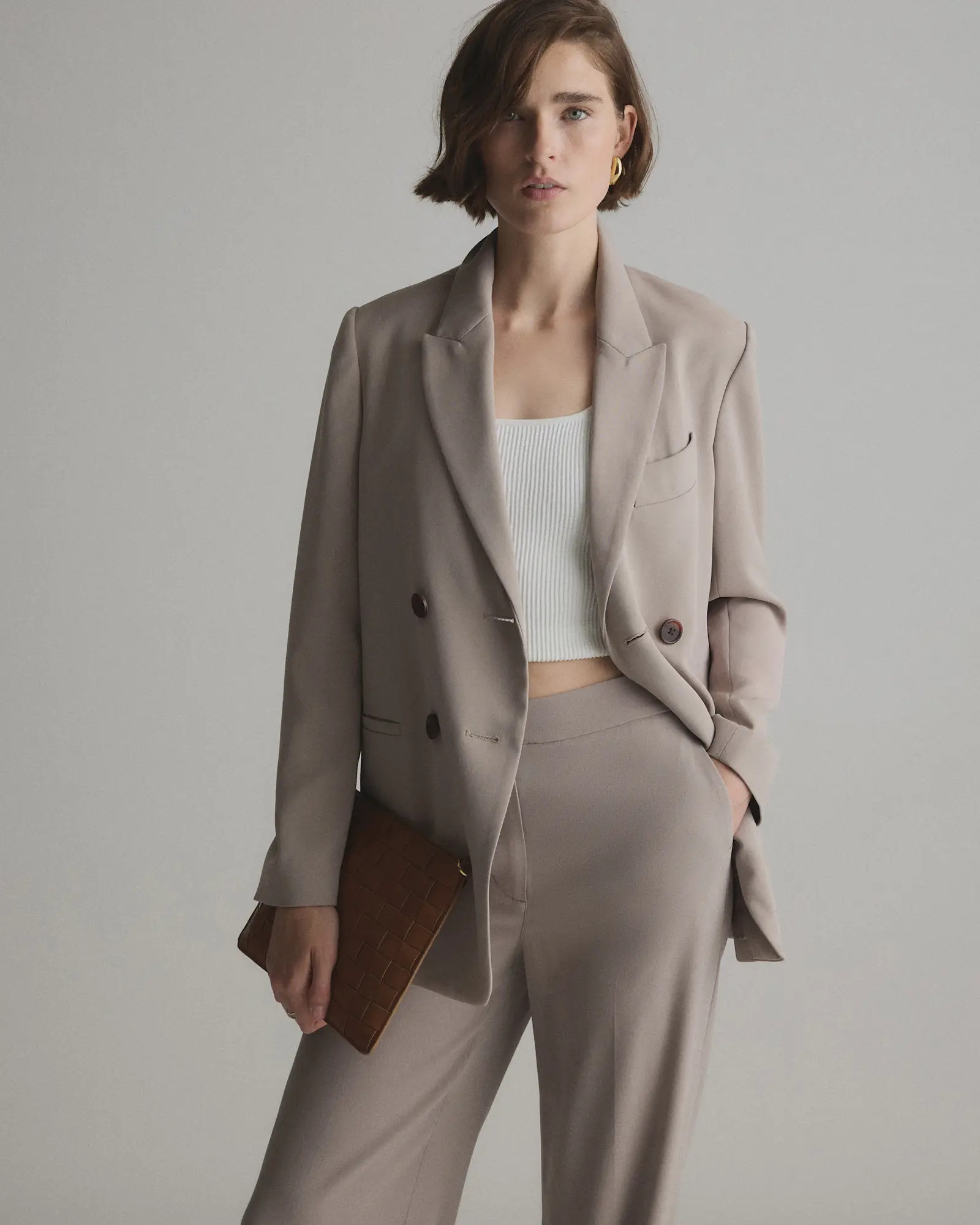 Stretch Crepe Relaxed Double-Breasted Blazer | Quince