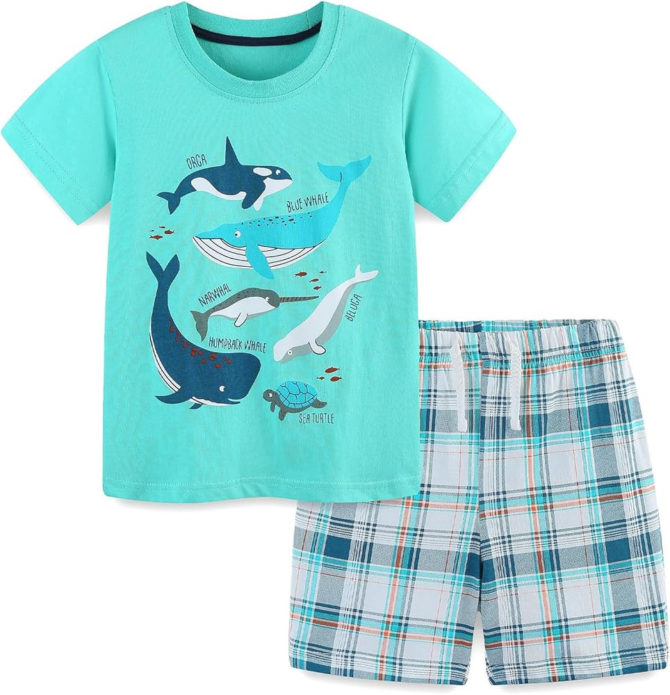 Bumeex Toddler Boy Clothes 100% Cotton Jersey Short Sleeve T-Shirt and Short Clothing Set with Po... | Amazon (US)