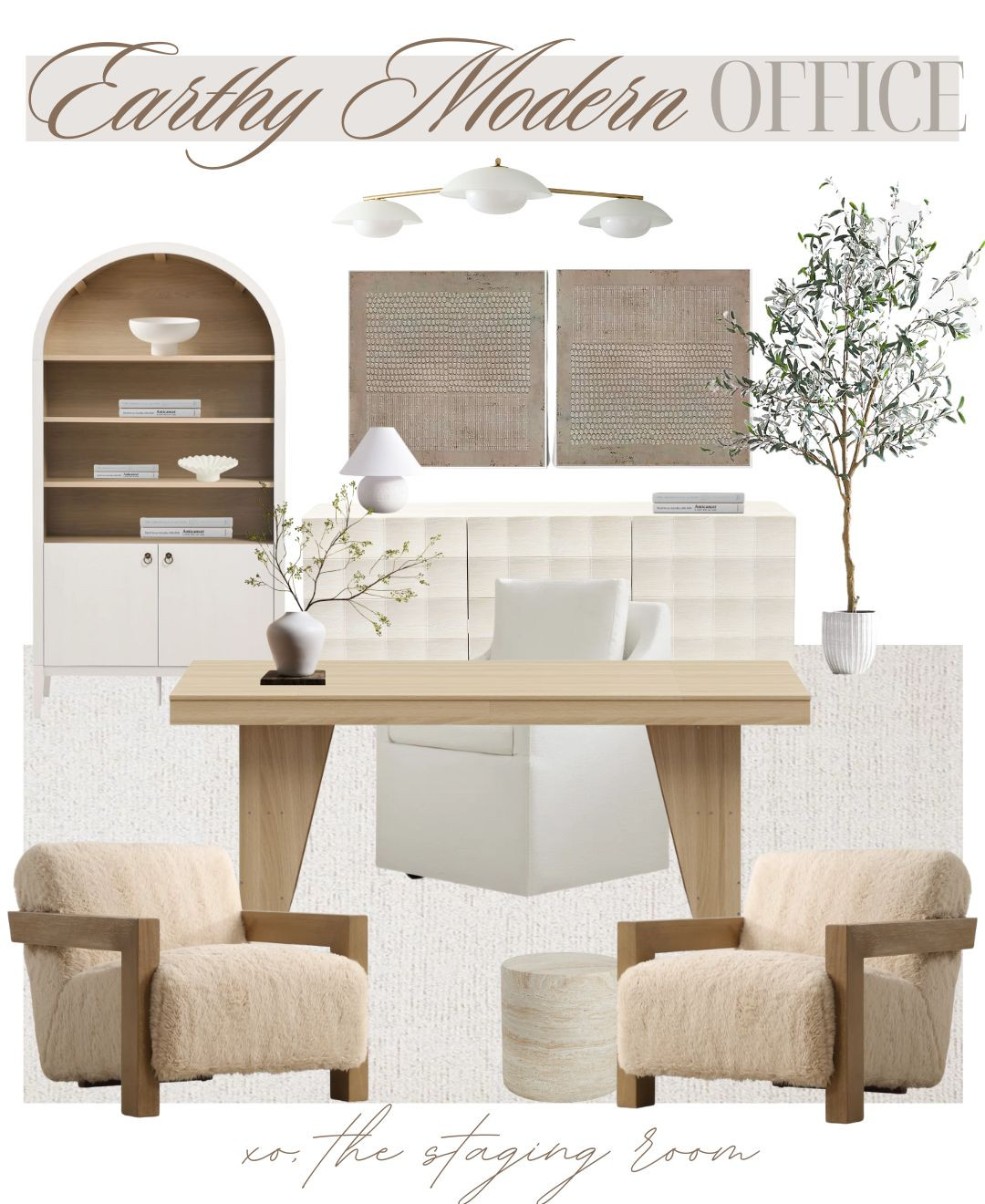 Earthy modern office 🤎 

 #organicmoderndesign #office #homeoffice #storagedesk #wayfairfinds #homefinds #officestorage #officeshelf #bookshelf #desk #officedesk #wooddesk #explore #LTKsale #LTKcasa