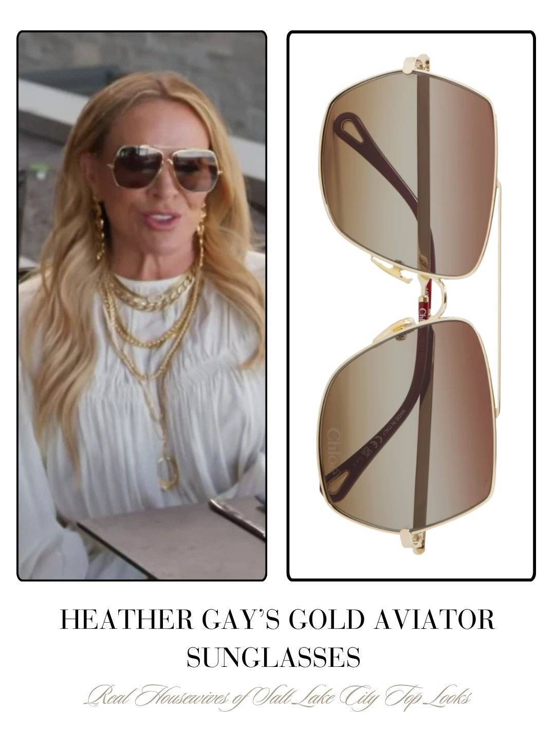 Heather Gay’s Gold Aviator Sunglasses 