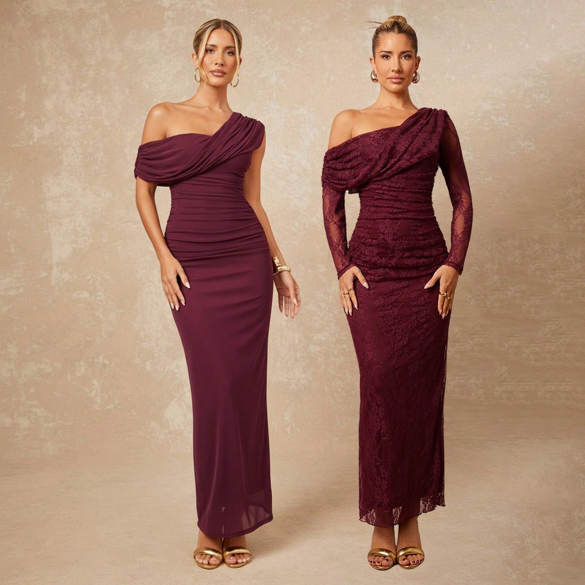 Lumalex Fall Winter Modest Old Money Coquette Glitter Holiday Party Outfit Rave Festival Outing Swim Vacation Bohemian BOHO Hot Outdoor Richly Layered Wedding Season Banquet Coming Of Age Ceremony Beach Seaside New Winter Beach Vacation Easter Bohemian Style Beach Outdoor Wedding Party Adult Ceremony Back To School Party Elegant Angola Red Mesh One Shoulder Ruched Decor Fitted Bodycon Maxi Dress For Women One Shoulder Dress One Sleeve Dress Burgundy Dress New Year Dress, ID Al-Adha Al-Adha Party Dress,Wine Dress Draped Dress,Elegant Dresses For Women,Prom Dress | SHEIN